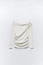 Women Clothing French Pleated Asymmetric Long Sleeved T shirt Top