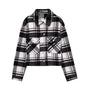 Fall Women Clothing Street Plaid Woolen Short Shacket