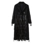 Winter French Loose Casual Leather Decorated Tassel Wool Blended Overcoat Coat