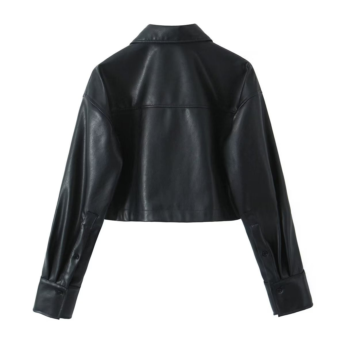 Winter Wome Clothing All Match Faux Leather Short Jacket