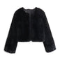 Faux Fur Short Coat Women Spring Faux Shearling Jacket Cardigan Outerwear Top