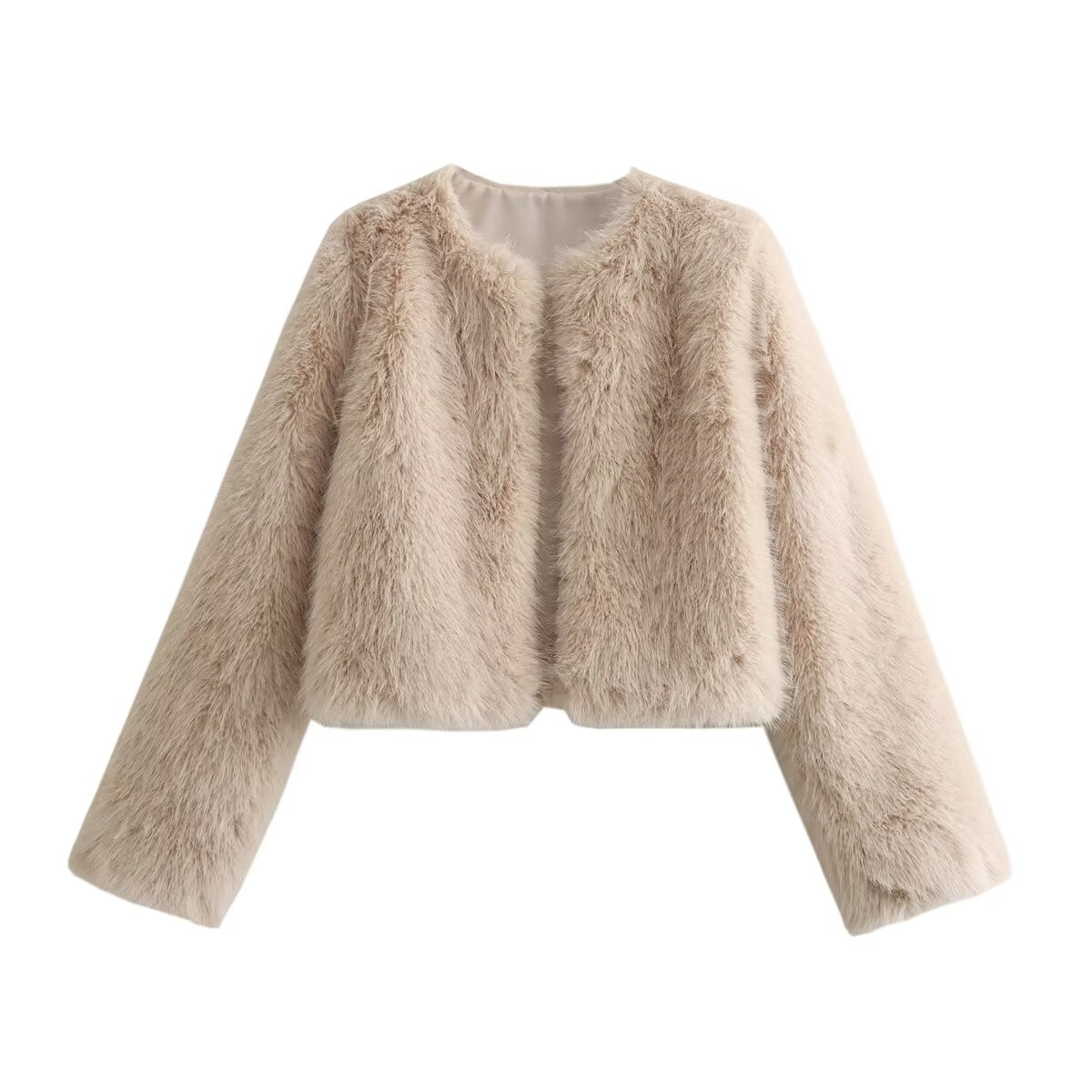 Faux Fur Short Coat Women Spring Faux Shearling Jacket Cardigan Outerwear Top