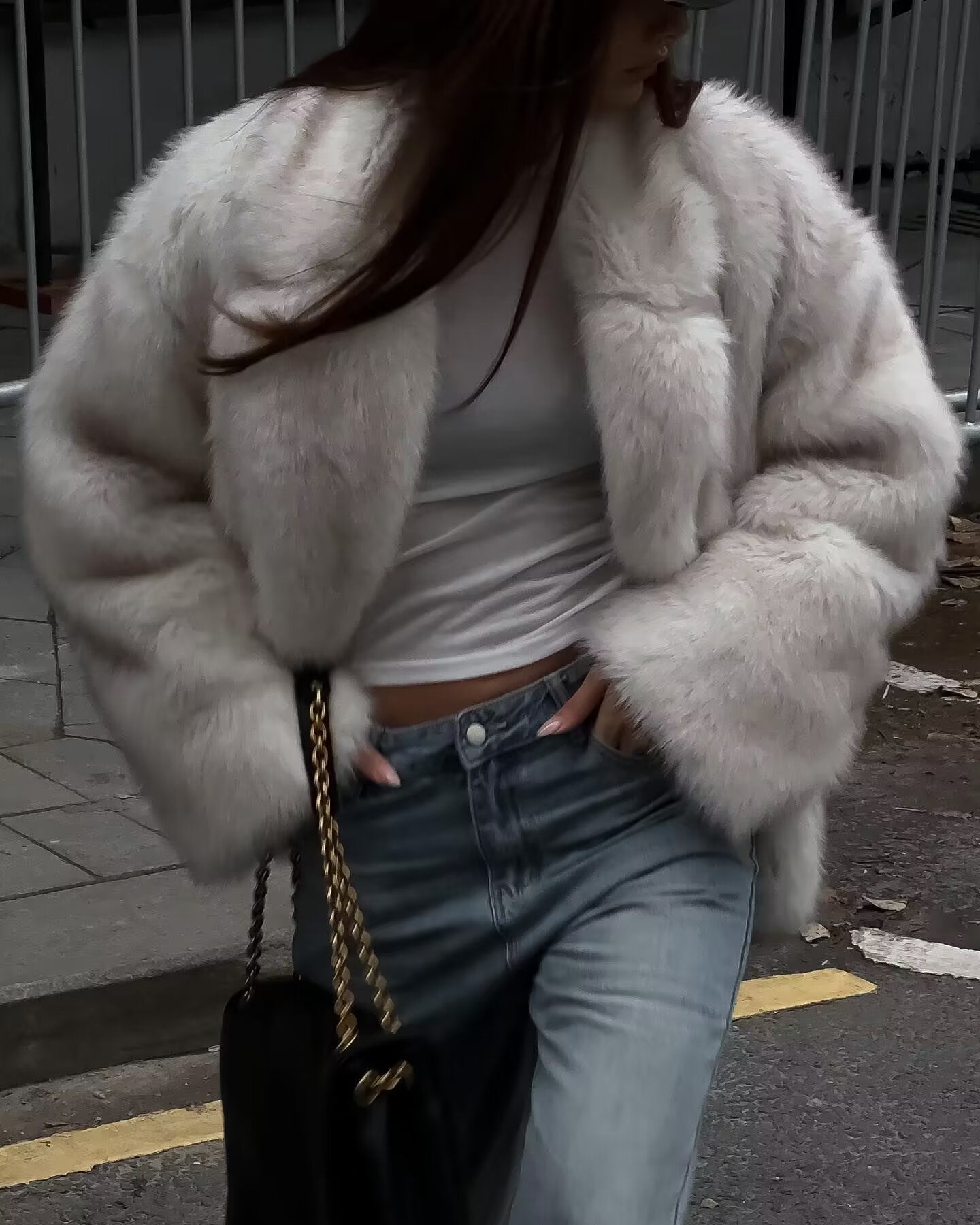 Faux Fur Environmental Protection Furry Coat Women Autumn Winter Sexy Loose Lapels Slimming Top