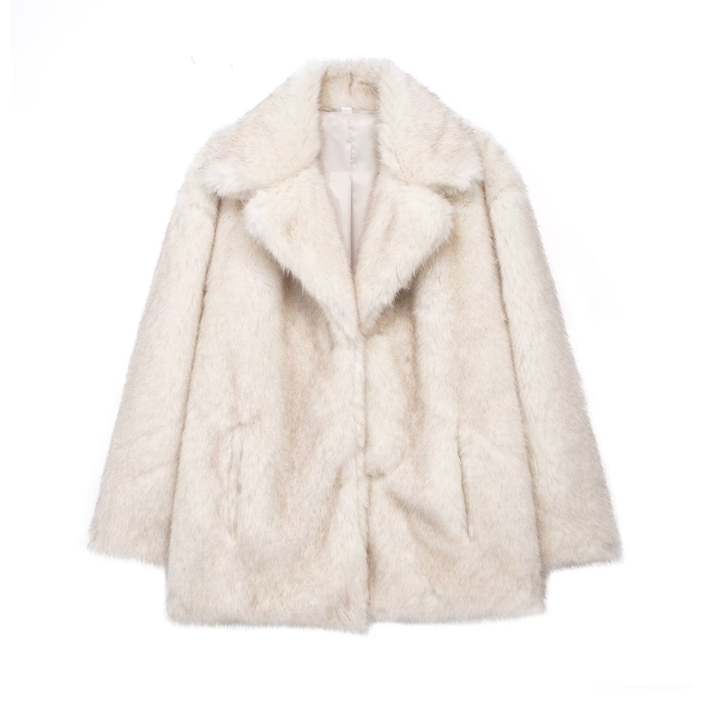 Faux Fur Environmental Protection Furry Coat Women Autumn Winter Sexy Loose Lapels Slimming Top