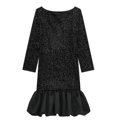 Women French Sequined Dress Evening Party Long Sleeve Dress