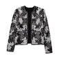 Women Sequined Cardigan Coat Women Korean Chic Spring Autumn Retro Slim Top