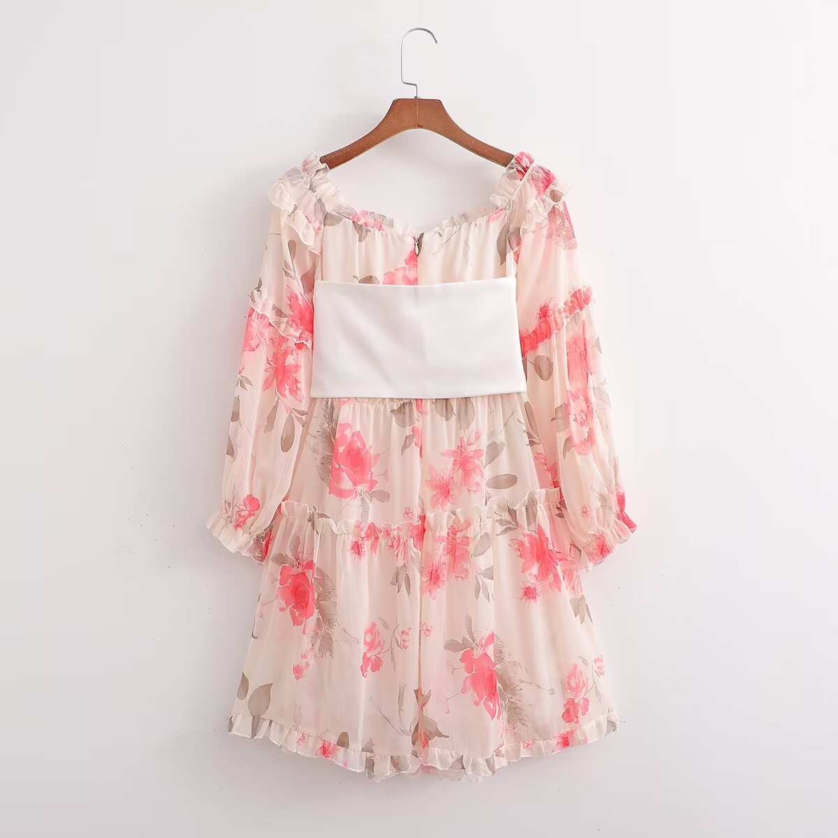 Autumn Girly Ruffled Printed Sweet Super Fairy Gas Dress