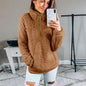 Autumn Winter Zipper Pocket Turtleneck Long-Sleeve Women  Top Coat