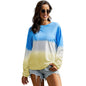 Autumn Sweater Women Gradient Color Loose round Neck Long Sleeve Top Women Clothing