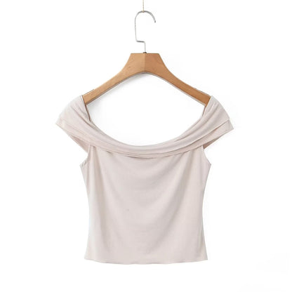 Summer Women Clothing off Shoulder Short Slim T shirt Top