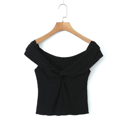 Summer Women Clothing off Shoulder Short Slim T shirt Top