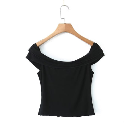 Summer Women Clothing off Shoulder Short Slim T shirt Top