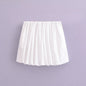 Spring Summer Pleated Bubble Mini Skirt Pumpkin Culottes