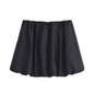 Spring Summer Pleated Bubble Mini Skirt Pumpkin Culottes