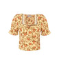 Spring Women Clothing Floral Print Pleated Pullover Shirt Top