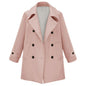 Autumn Double Breasted Woolen Coat Female Blazer Collar Long Sleeve Coat