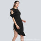 Women Clothing Autumn Winter Evening Dress Flying Sleeves Off The Shoulder Ruffled Dress