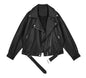Motorcycle Leather Coat for Women Autumn Tailored Collar Korean Loose Boyfriend Handsome Faux Leather Jacket Short Coat