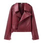 Spring Women Clothing Casual Simple Sheepskin Leather Jacket Coat