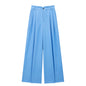 Chic Korean High Waist Wide Leg Draping Pleated Work Pant Spring Office Straight Casual Pants