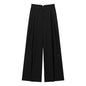 Chic Korean High Waist Wide Leg Draping Pleated Work Pant Spring Office Straight Casual Pants