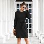 Women Clothing Autumn Winter Outer Model Loose Mid Length Pullover Twist Lantern Sleeve Dress