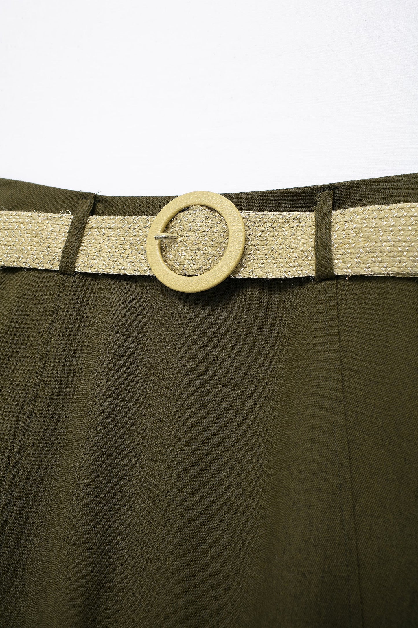 Spring With Belt Linen Blend Cloak Midi Skirt