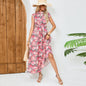 Women Summer Vacation Floral Elegant Backless A Line Maxi Dress