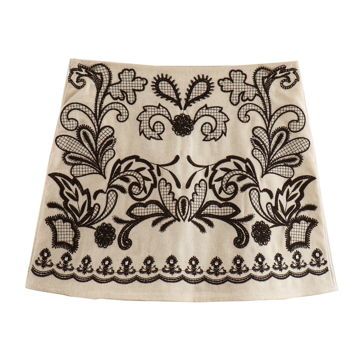 Women Clothing Summer Sexy Embroidery Hanging Collar Top Short Skirt