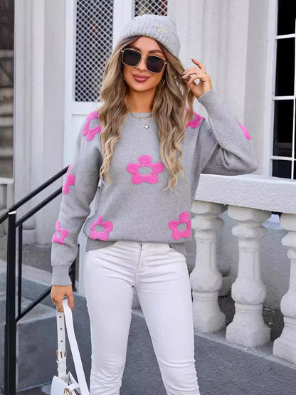 Autumn Winter Women Sweater Women Floral Personality Sweater