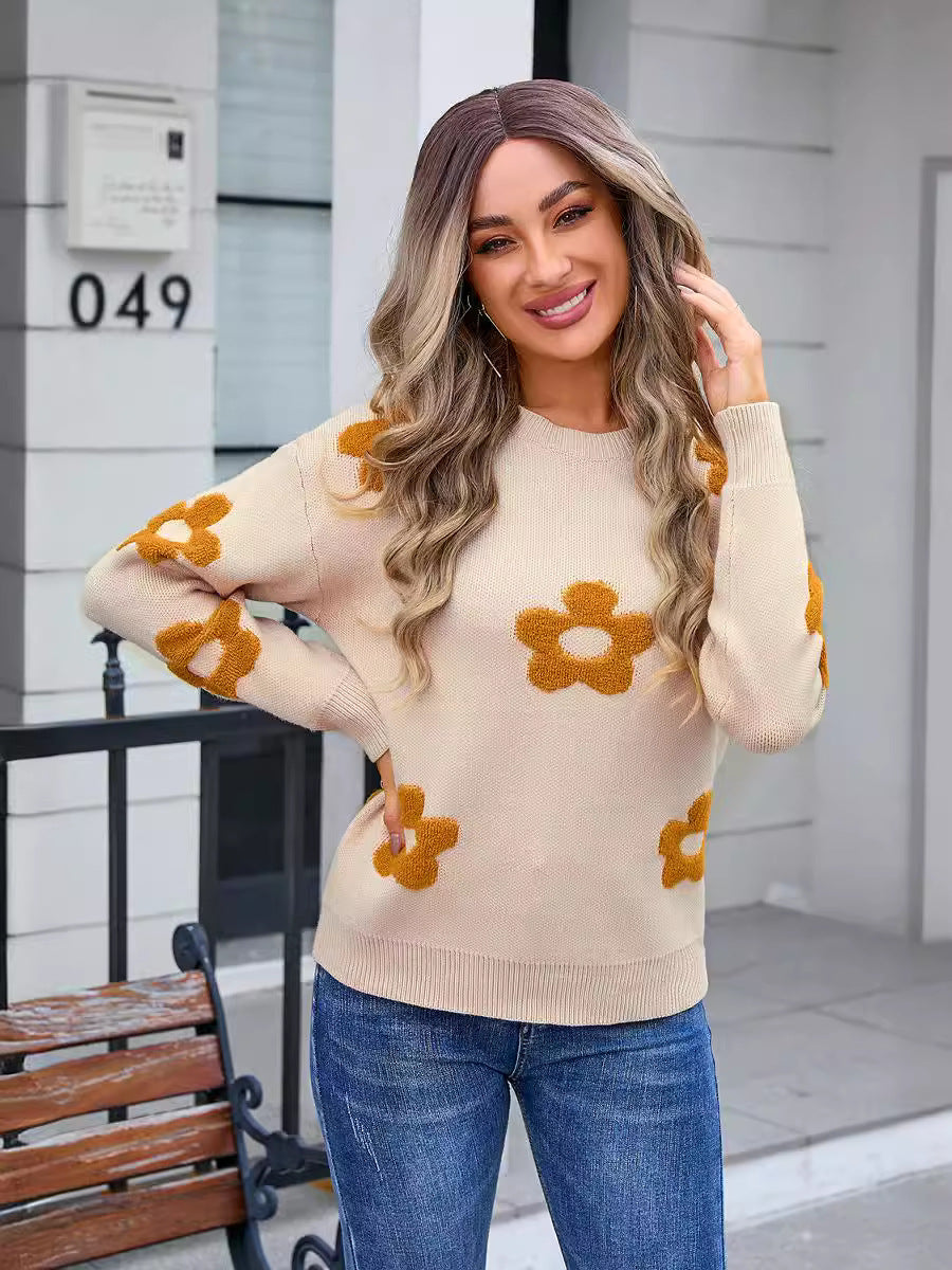 Autumn Winter Women Sweater Women Floral Personality Sweater