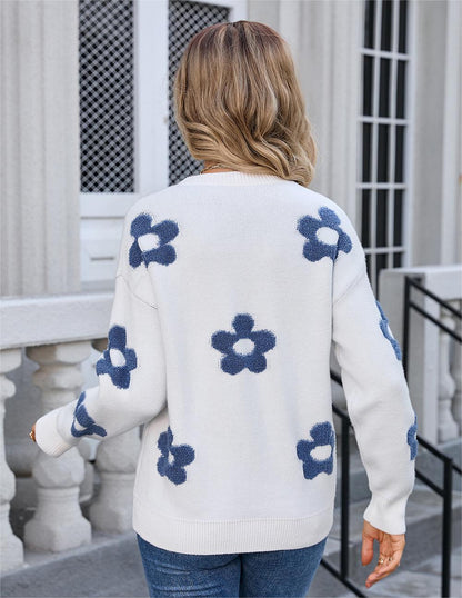 Autumn Winter Women Sweater Women Floral Personality Sweater