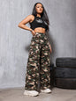 Retro Camouflage Straight Women Jeans Street Trends Summer Loose Slimming Casual