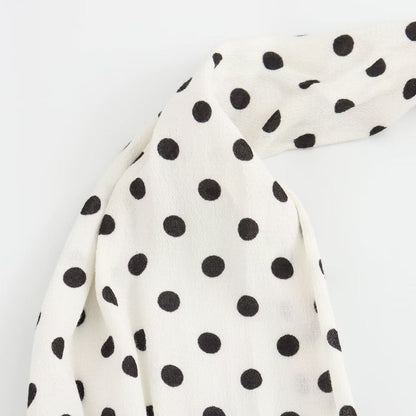 Women Clothing Hanging Collar Polka Dot Printing Series With Decoration Loose Dress