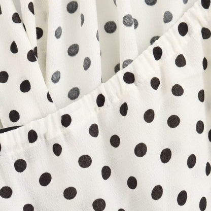 Women Clothing Hanging Collar Polka Dot Printing Series With Decoration Loose Dress