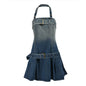 Denim Wash Halter Zipper Belt Gradient Sexy Trend Dress