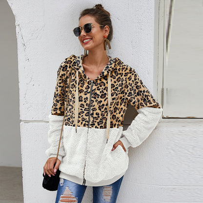 Women Clothing Leopard Splicing Winter New  Top