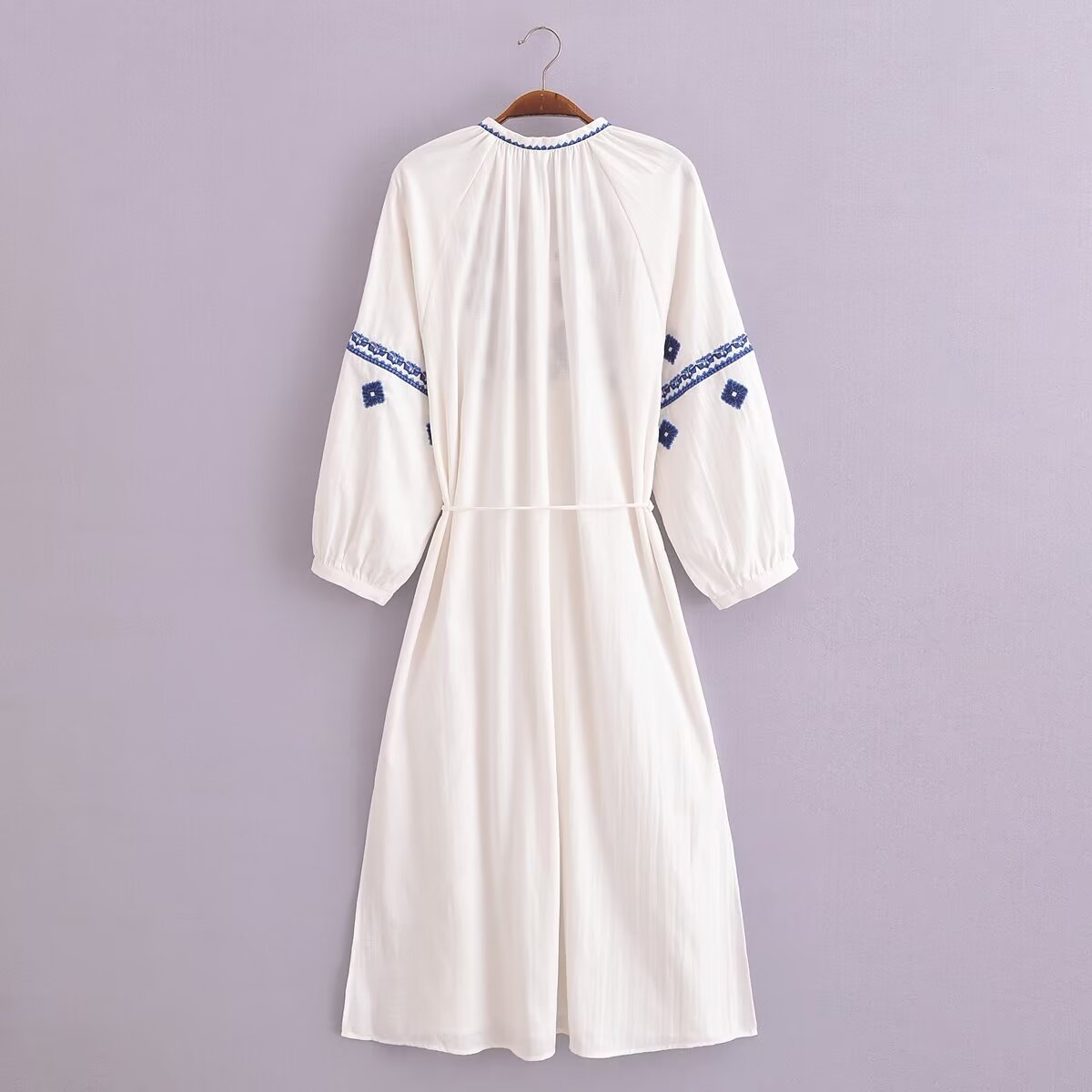 Women Summer Cotton Linen Tassel Embroidery Loose Dress