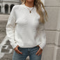 Autumn Winter Solid Color Loose Fitting Knitwear Long Sleeve Twisted String Office Pullover Sweater for Women