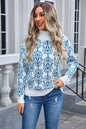 Autumn Winter Online Celebrity Turtleneck Floral Sweater for Women