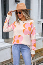 Autumn Winter Popular Women Printed Sweater round Neck Large Floral Sweater