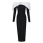 Summer Fashionable Elegant Sexy Tube Top Long Sleeve Bandage One Piece Dress Long Women