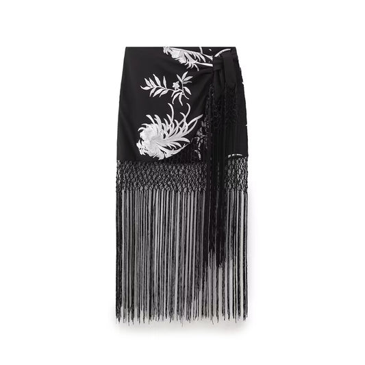 Summer Women Clothing Slim Tassel Embroidery Sarong Skirt