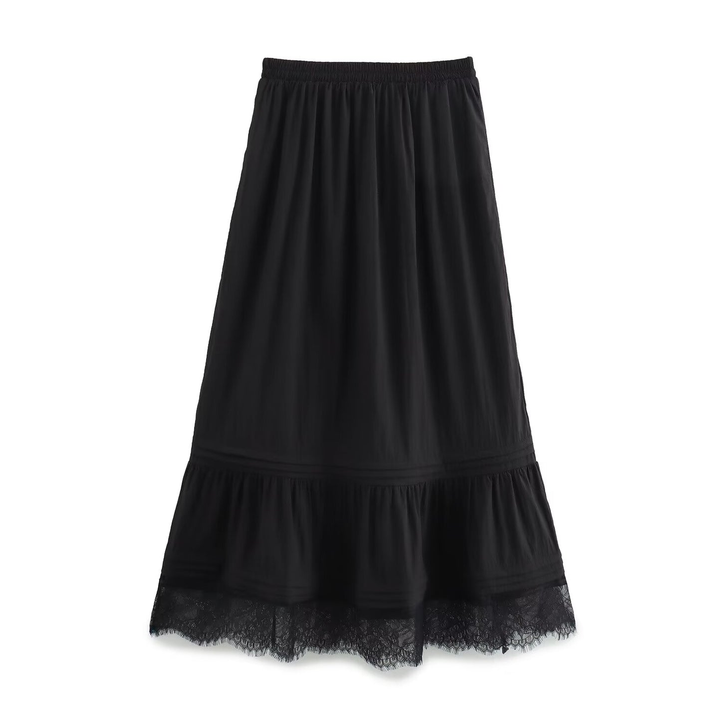 Popular Summer Cute Youth Looking High Waist A line Lace Long Skirt