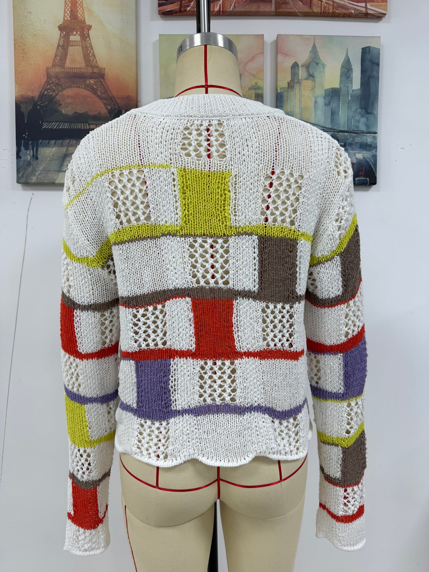 Autumn Winter Round Neck Multicolor Knitwear Women Loose Pullover Long Sleeve Sweater Women