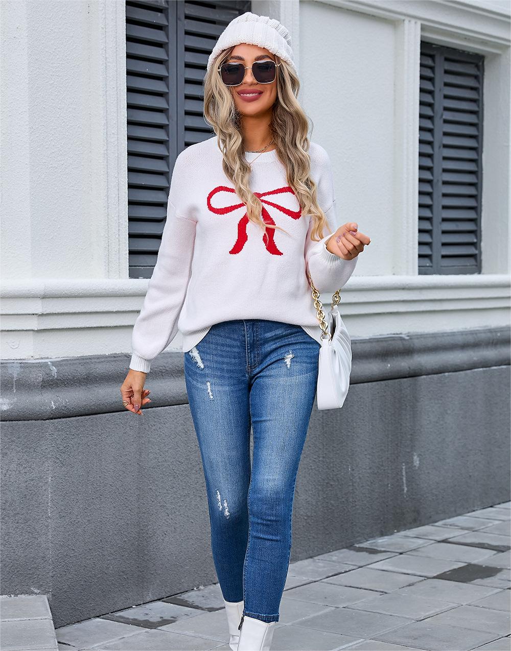 Autumn Winter Women Clothing Sweater Bow Knitwear Women