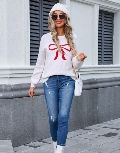 Autumn Winter Women Clothing Sweater Bow Knitwear Women