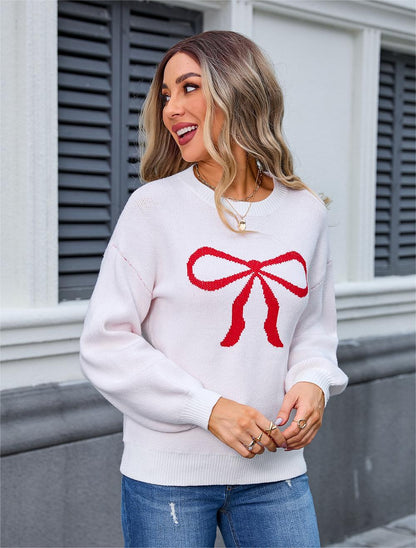 Autumn Winter Women Clothing Sweater Bow Knitwear Women