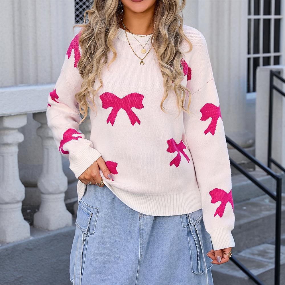 Autumn Winter Sweater Women Clothing Knitwear Bow Pullover Long Sleeved Shirt