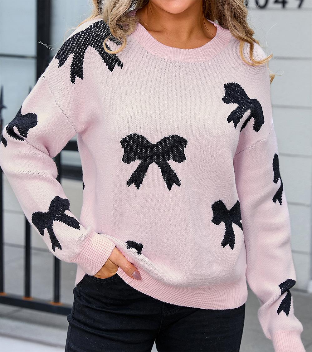 Autumn Winter Sweater Women Clothing Knitwear Bow Pullover Long Sleeved Shirt